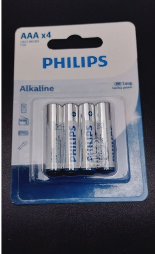 تصویر  باتری نیم قلمی 4 عددی  آلکالاین فیلیپس